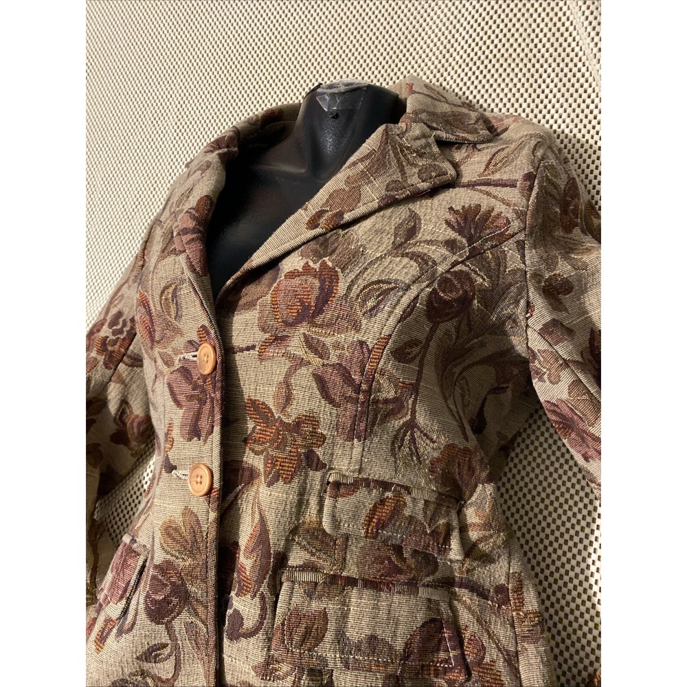 Havana Jacks Cafe Tapestry Floral 2 Button Blazer‎ Size 12 Boho Brocade - Picture 2 of 4